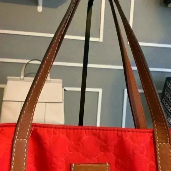 GUCCI GG pattern Large tote Duffle Bag Tote Bag Nylon Red - Picture 4 of 16